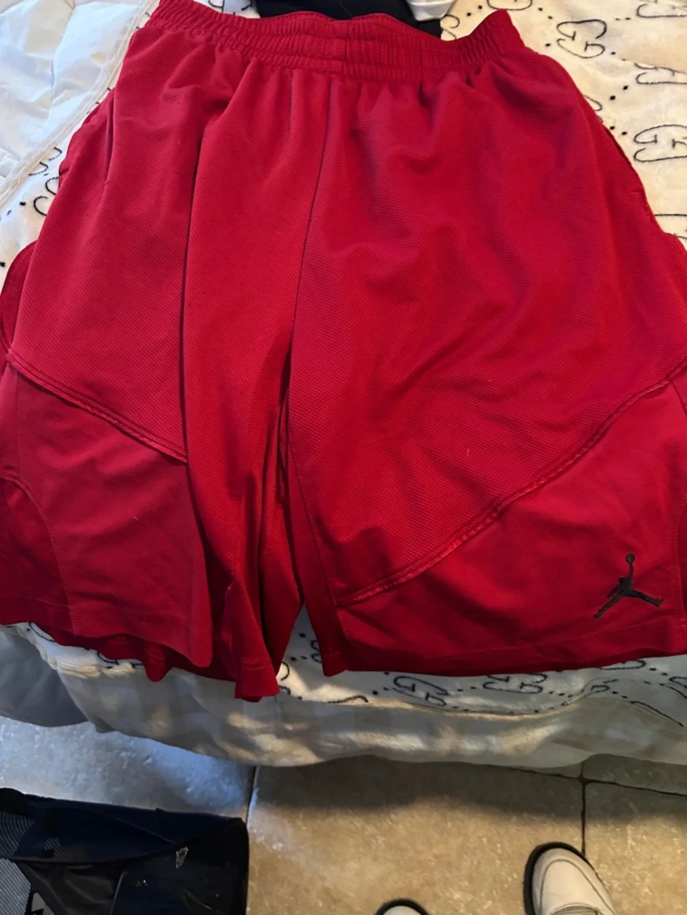 Jordan Red Mesh Basketball Shorts with Jumpman Logo